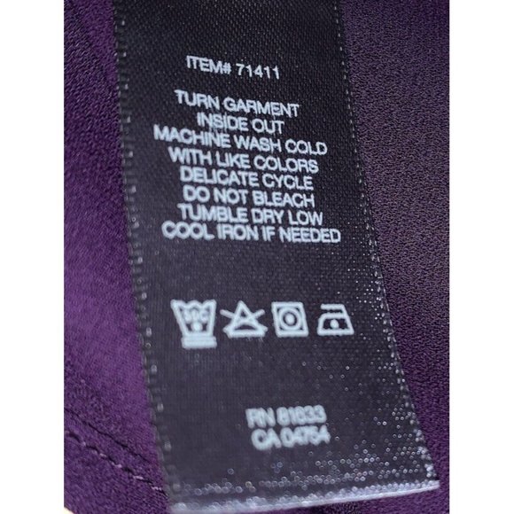 NWT Kenneth Cole Reaction Sz MEDIUM Purple Ruffle Tank Button Front Top Blouse - Picture 9 of 9